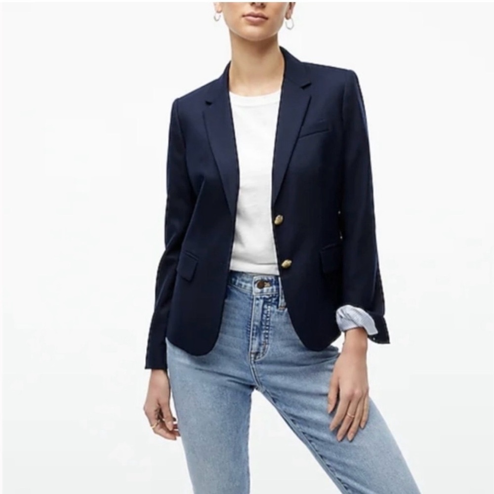 J. Crew Navy Tailored Blazer with Gold Buttons